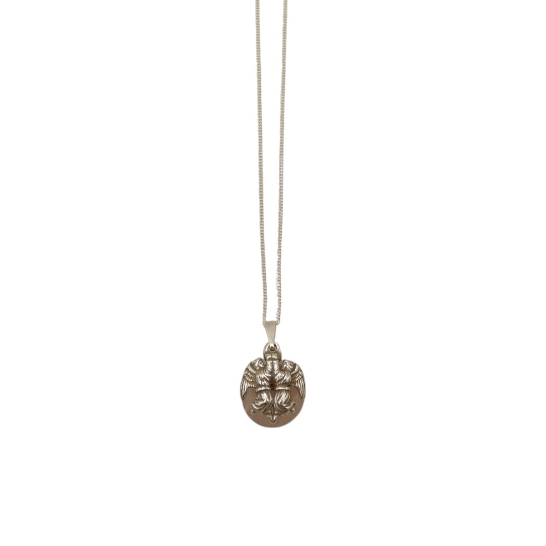 Sterling Silver Rose Quartz And Angels Necklace