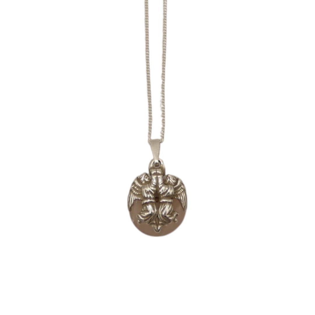 Sterling Silver Rose Quartz And Angels Necklace