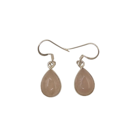 Sterling Silver Rose Quartz Teardrop Earrings 1.3"