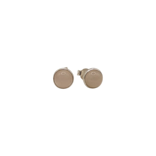 Sterling Silver Rose Quartz Round Stud Earrings 0.25"