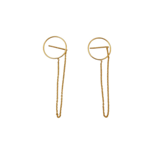 Gold Plated Sterling Silver Thread Through Adjustable Earrings 3.25"