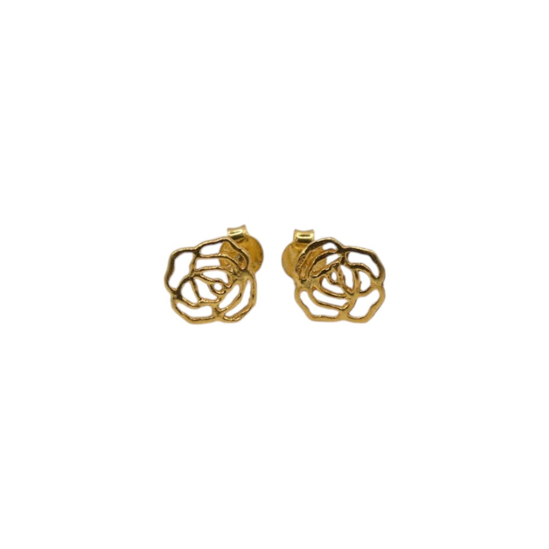 Gold Plated Sterling Silver Flower Stud Earrings 0.25"