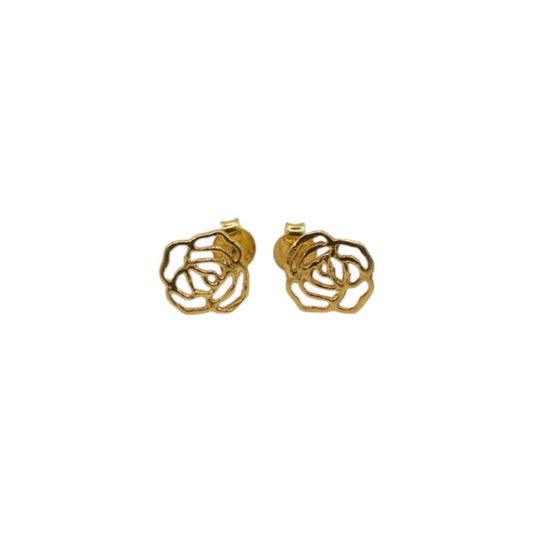 Gold Plated Sterling Silver Flower Stud Earrings 0.25"