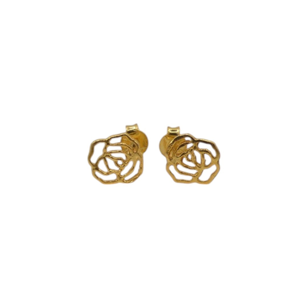 Gold Plated Sterling Silver Flower Stud Earrings 0.25"