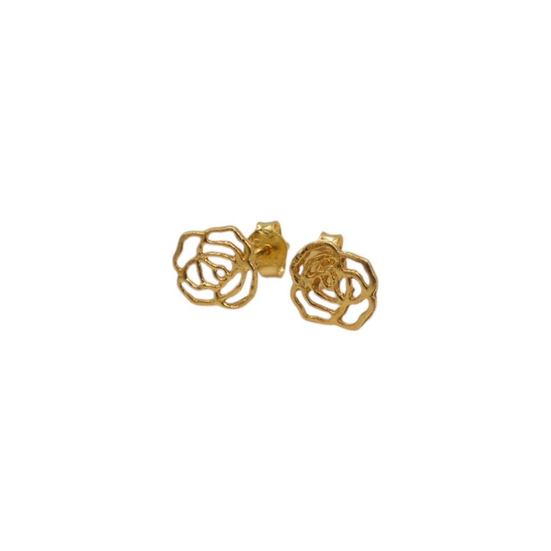 Gold Plated Sterling Silver Flower Stud Earrings 0.25"