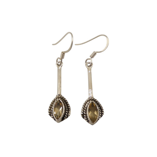 Sterling Silver Citrine Thread Style Drop Earrings 1.6"