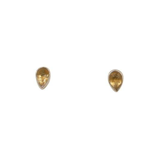 Sterling Silver Citrine Tear Drop Stud Earrings 0.3"