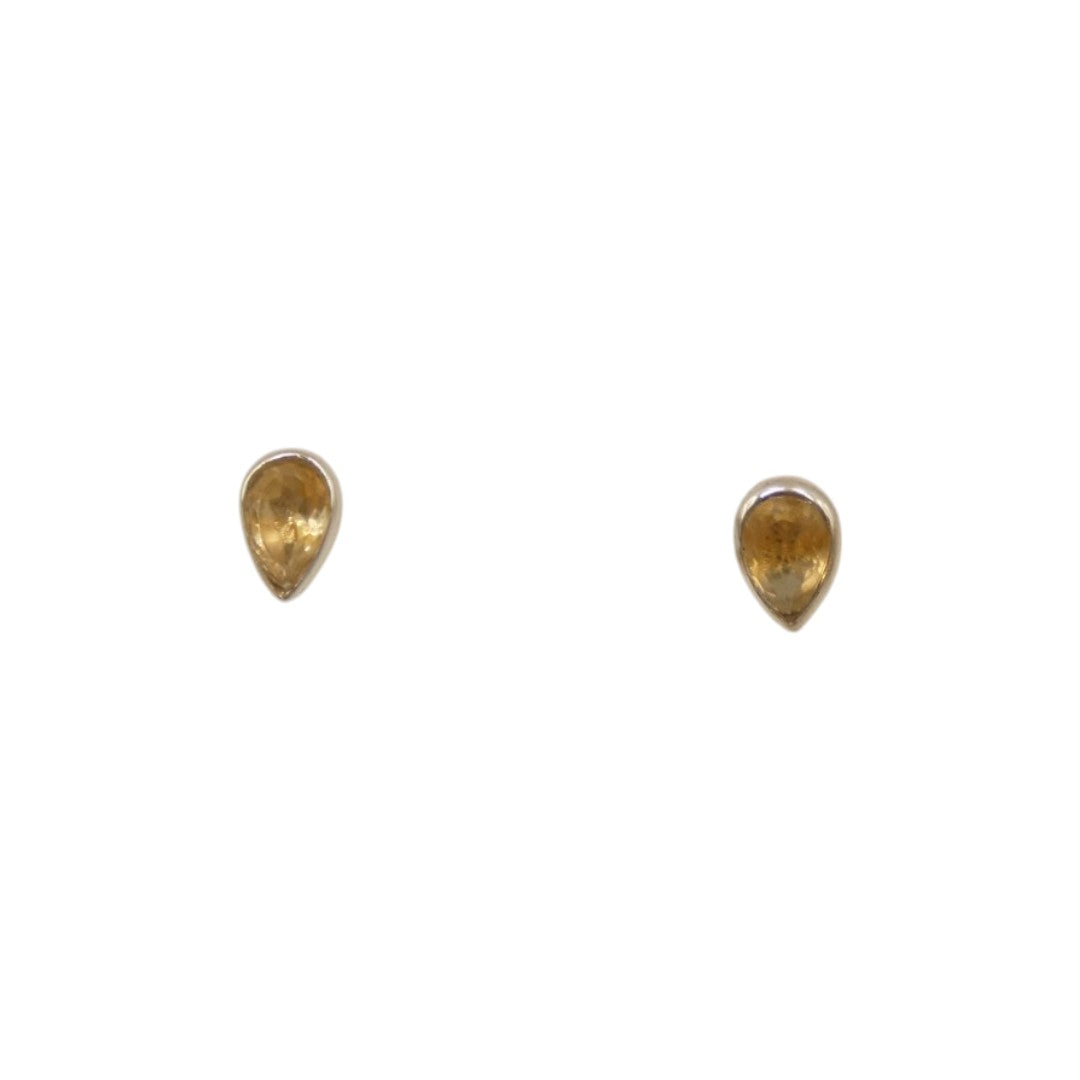 Sterling Silver Citrine Tear Drop Stud Earrings 0.3"