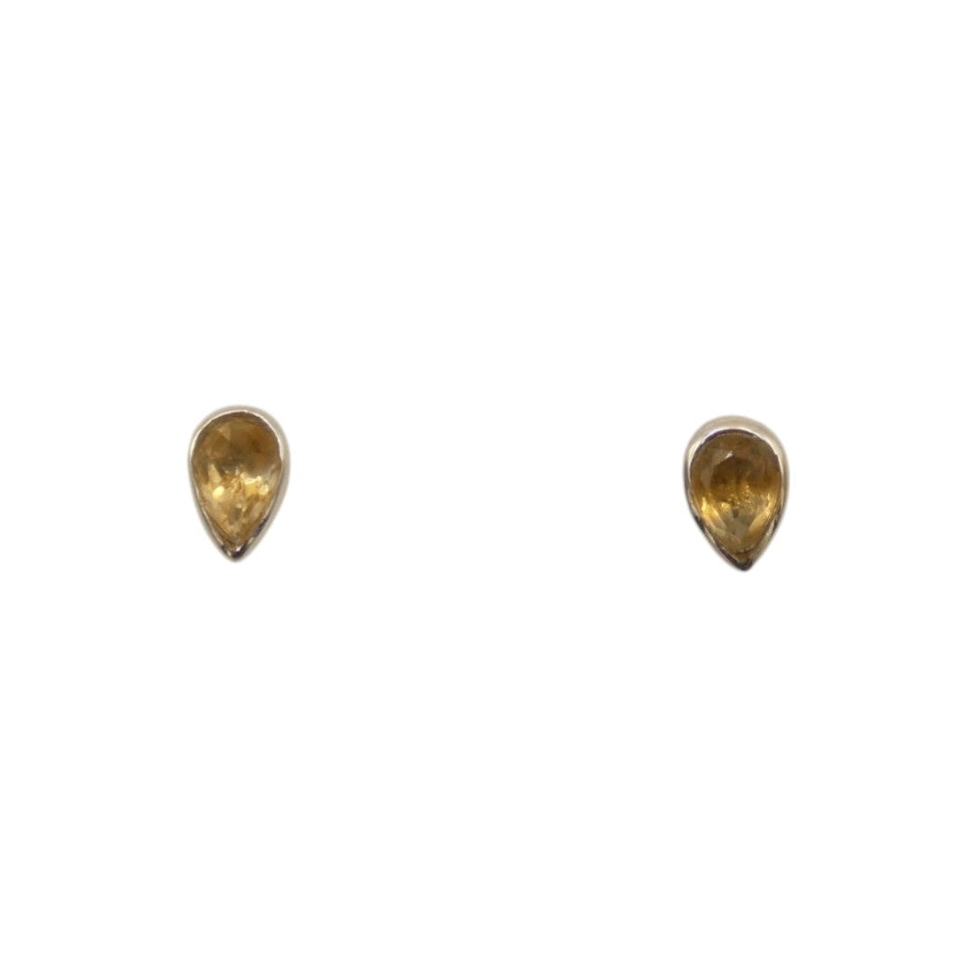 Sterling Silver Citrine Tear Drop Stud Earrings 0.3"