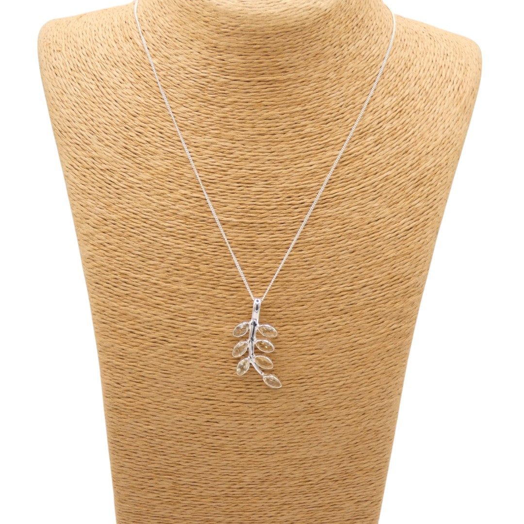 Sterling Silver Citrine Leaves Necklace