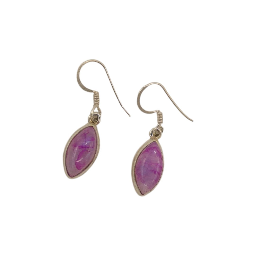 Sterling Silver Pink Moonstone Drop Earrings 1.25"