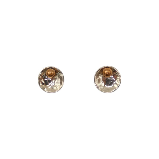 Sterling Silver And Copper Round Stud Earrings 0.4"