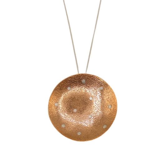 Copper And Silver Round Necklace With Sterling Silver