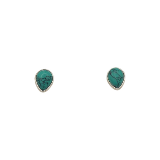 Sterling Silver Turquoise Tear Drop Stud Earrings 0.25"