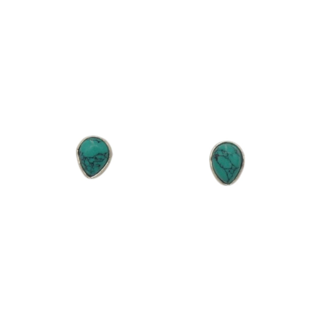 Sterling Silver Turquoise Tear Drop Stud Earrings 0.25"