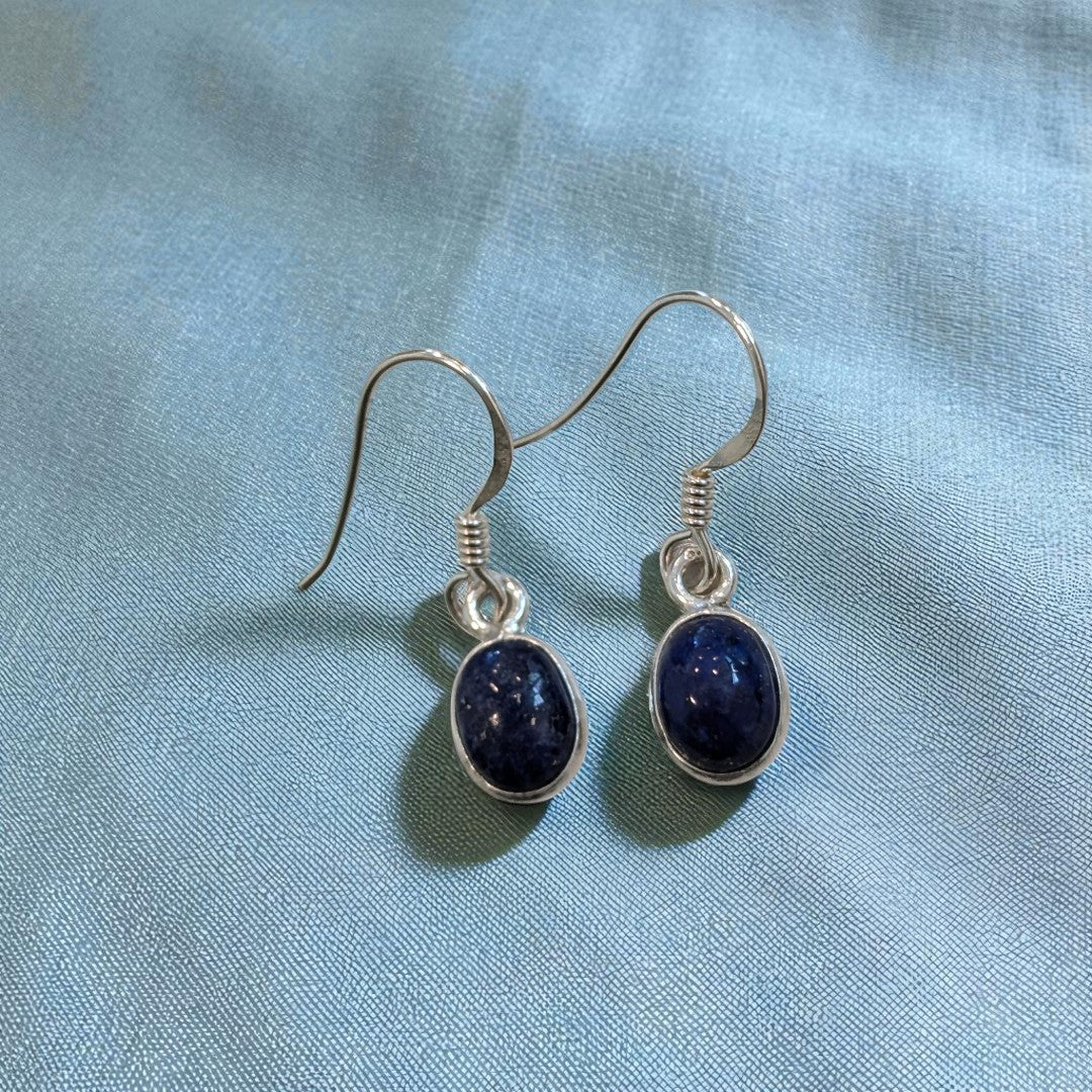 Lapis Lazuli Oval Shape Sterling Silver Drop Earrings