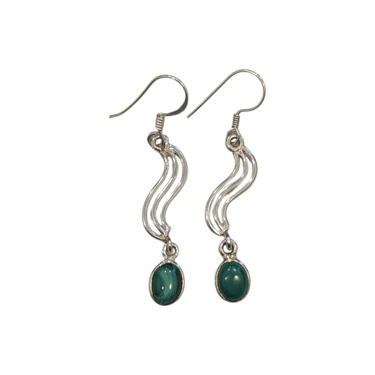 Malachite Swirl Drop Sterling Silver Earrings Emira Designs