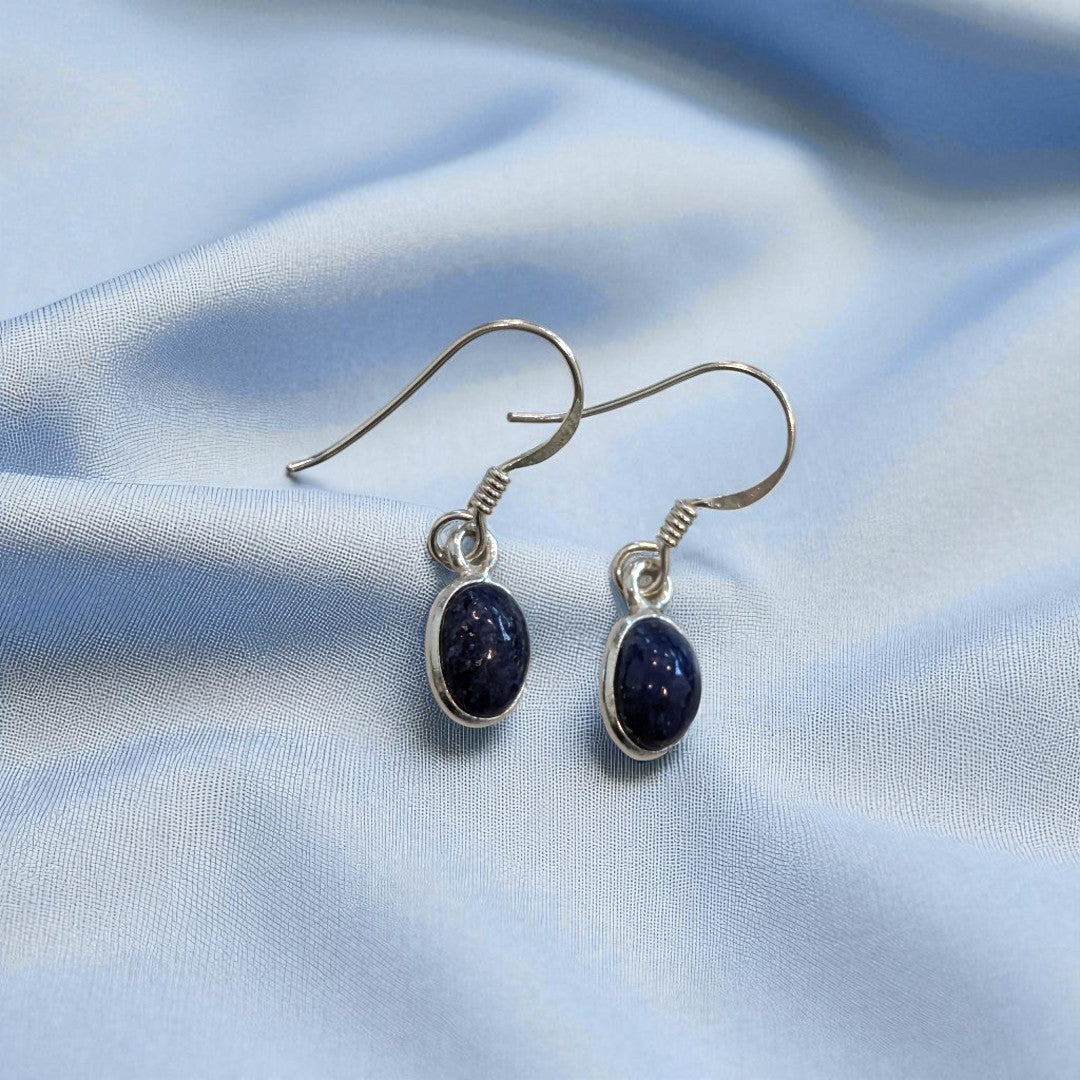 Lapis Lazuli Oval Shape Sterling Silver Drop Earrings