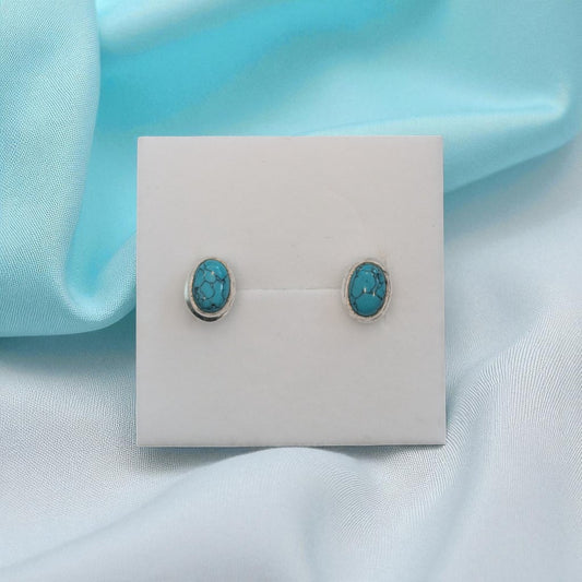 Turquoise Oval Sterling Silver Stud Earrings