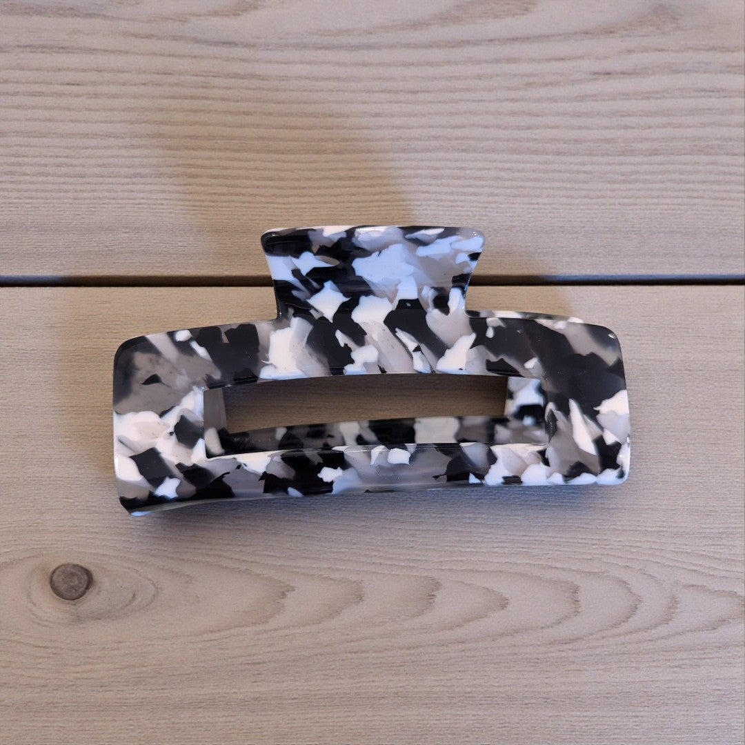 10.5cm black, grey and white claw clip