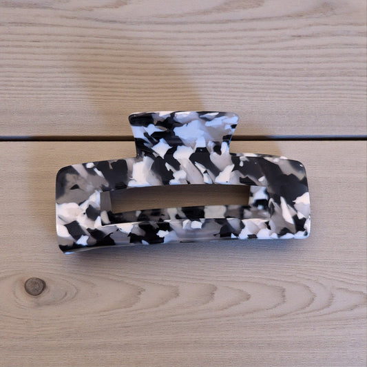 10.5cm black, grey and white claw clip