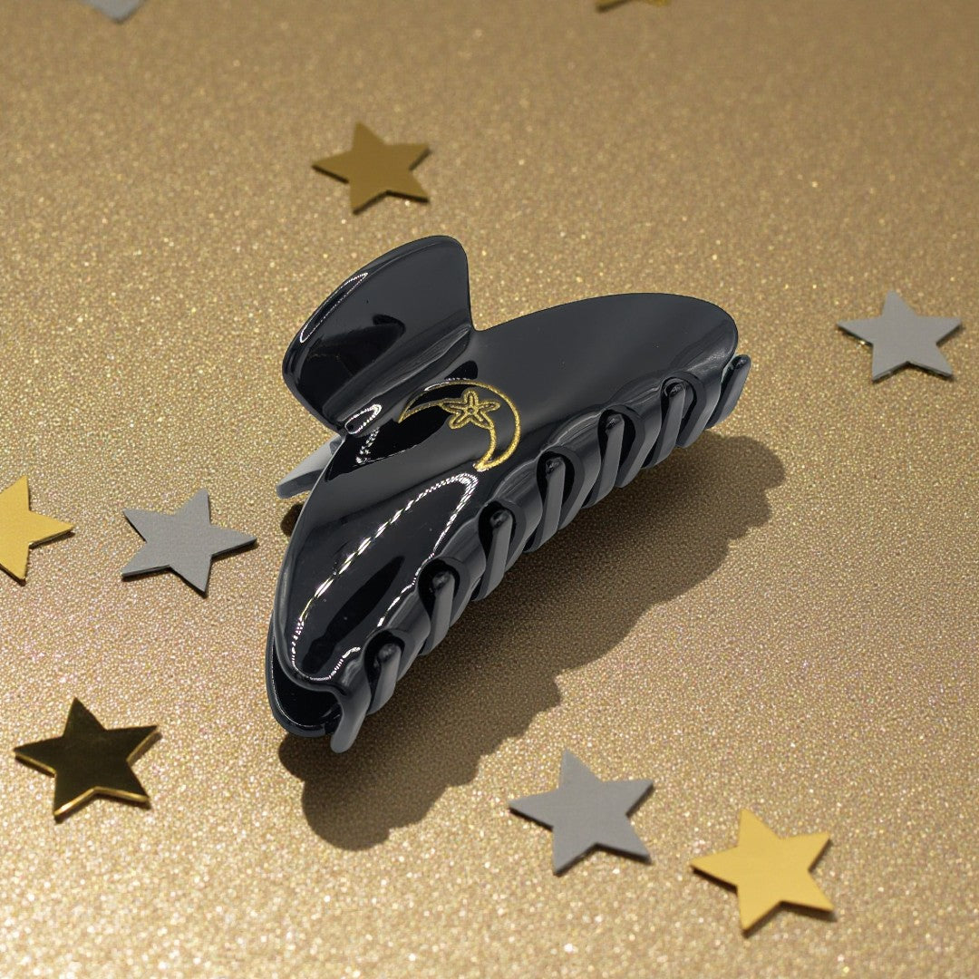 Black Claw Clip With Gold Sun And Stars 