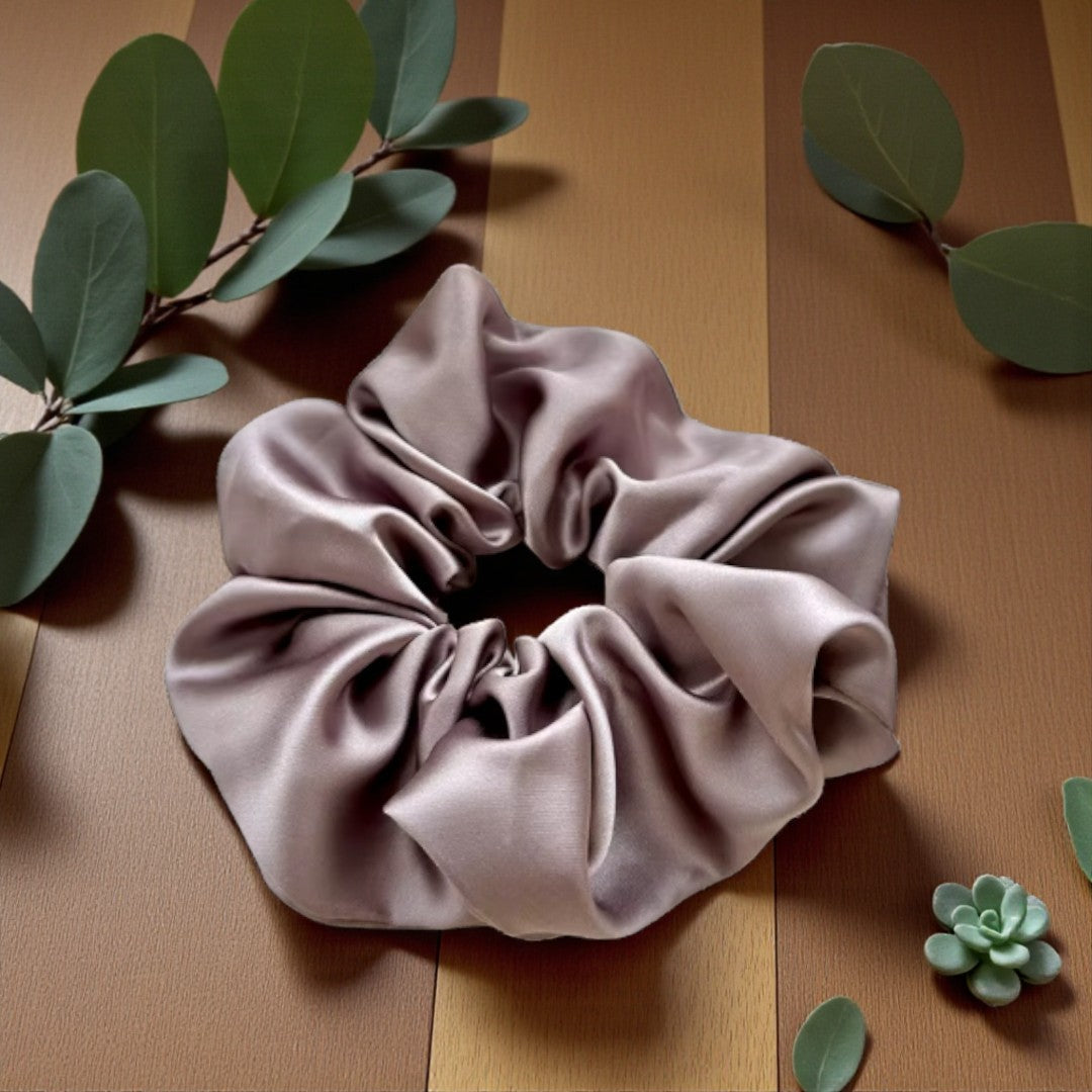 dusky purple satin scrunchie