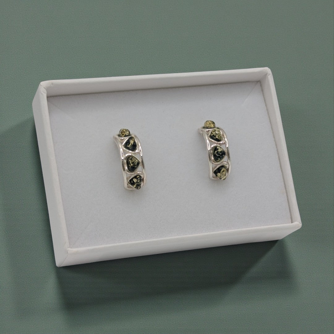 green-amber-half-hoop-earrings-sterling-silver