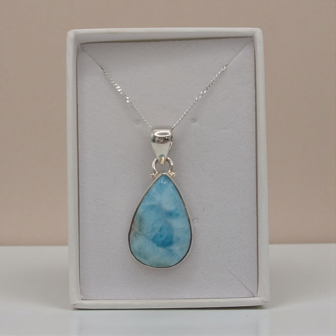 Sterling Silver Emira Larimar Teardrop Pendant
