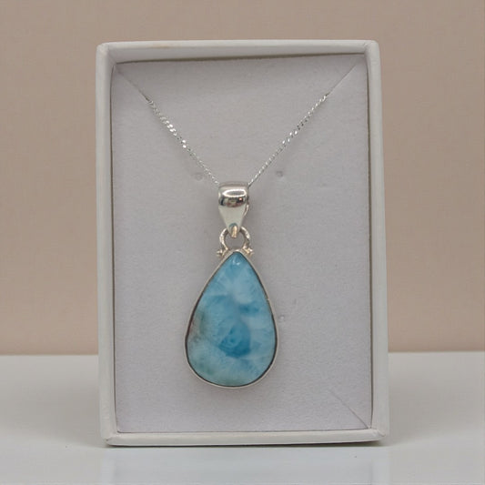 Sterling Silver Emira Larimar Teardrop Pendant