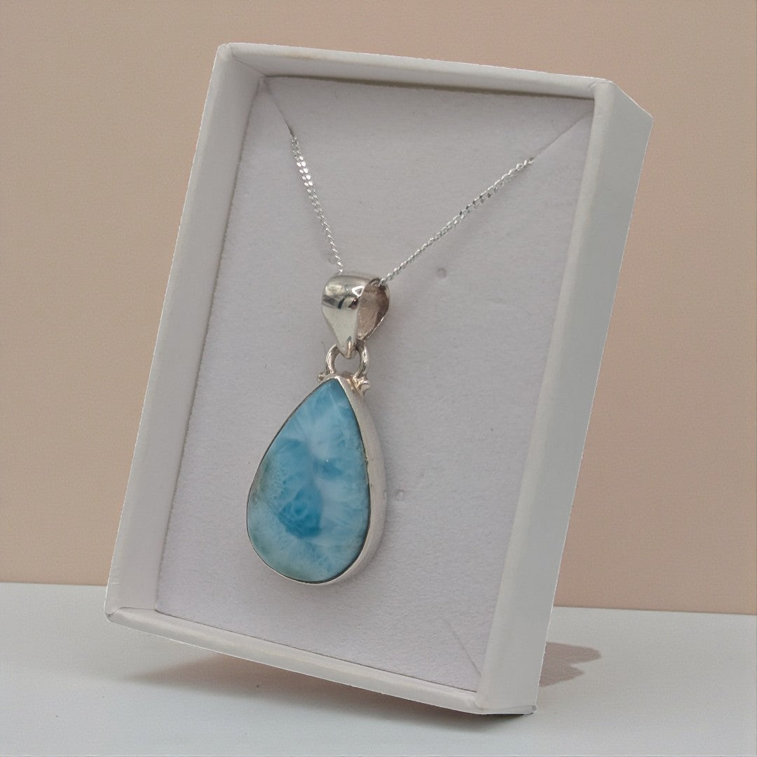 Sterling Silver Emira Larimar Teardrop Pendant