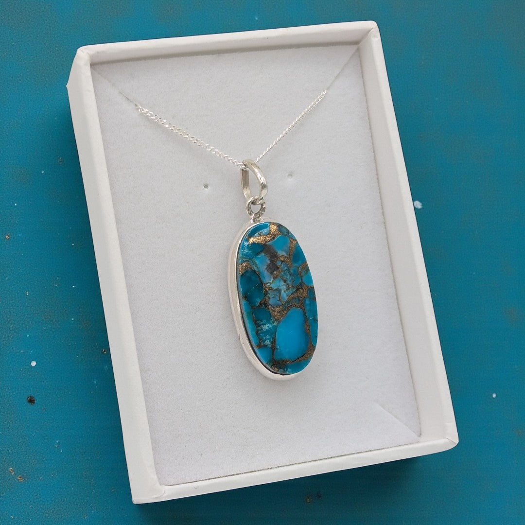 Sterling Silver Emira Copper Turquoise Necklace