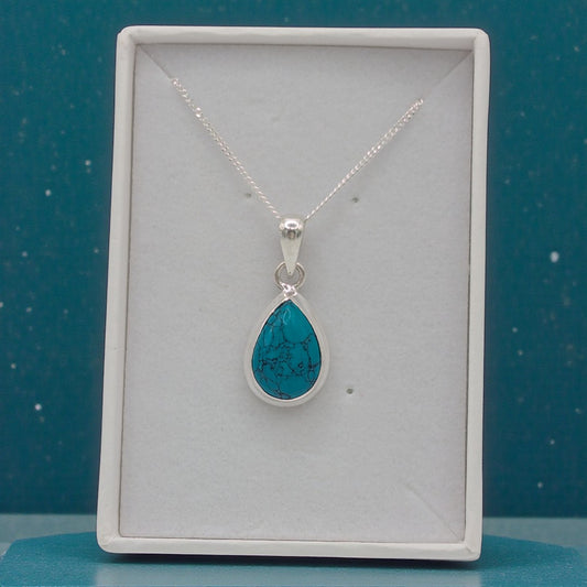 Sterling Silver Emira Turquoise Teardrop Necklace