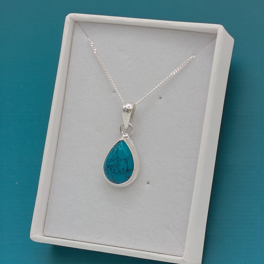 Sterling Silver Emira Turquoise Teardrop Necklace