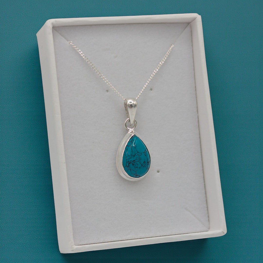 Sterling Silver Emira Turquoise Teardrop Necklace