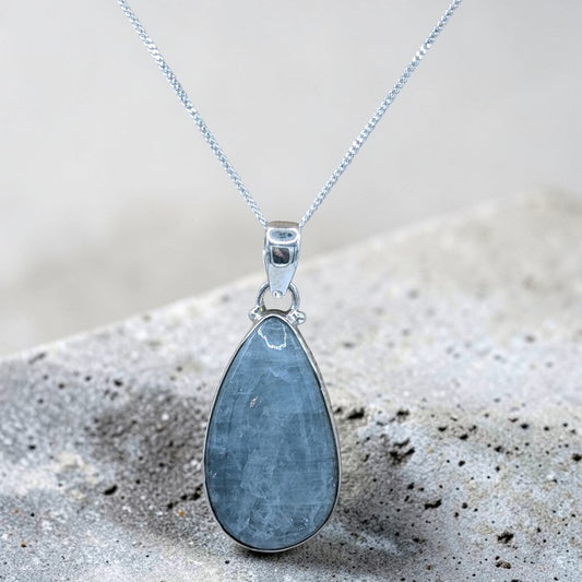 Sterling Silver Emira Aquamarine Teardrop Necklace