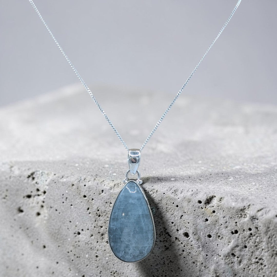 Sterling Silver Emira Aquamarine Teardrop Necklace