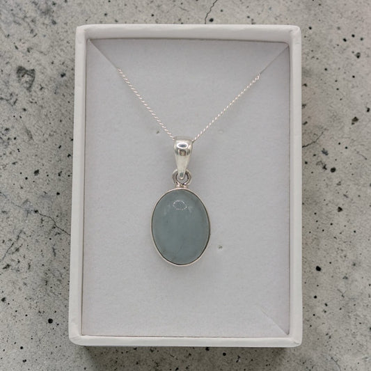 Sterling Silver Emira Aquamarine Oval Necklace