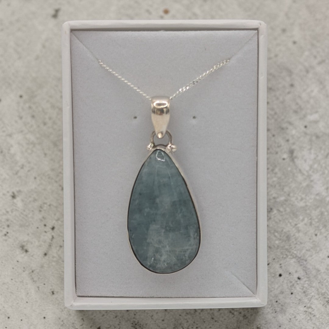 Sterling Silver Emira Aquamarine Teardrop Necklace
