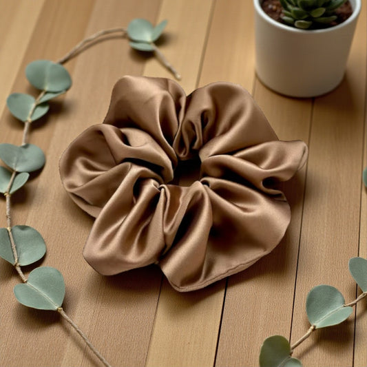Brown Satin Scrunchie