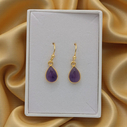 Emira Gold Plated Sterling Silver Amethyst Teardrop Earrings