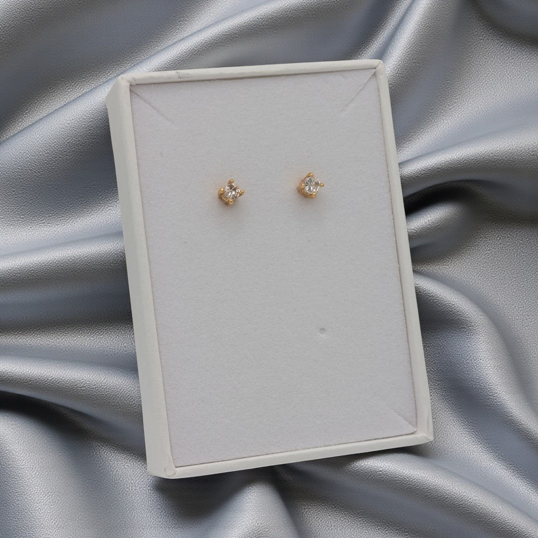 Emira Gold Plated Sterling Silver Cubic Zirconia Dainty Stud Earrings