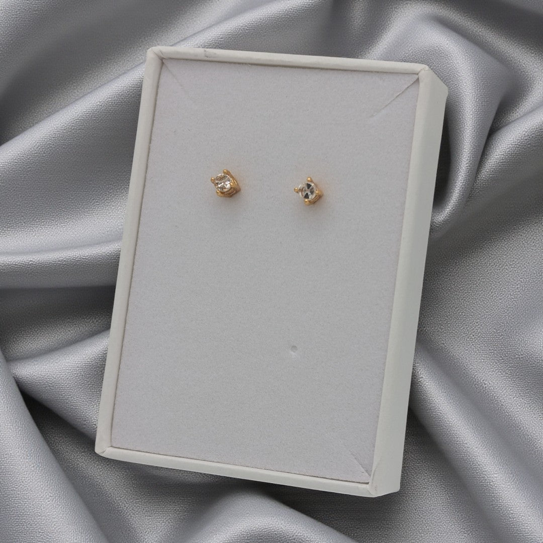 Emira Gold Plated Sterling Silver Cubic Zirconia Dainty Stud Earrings