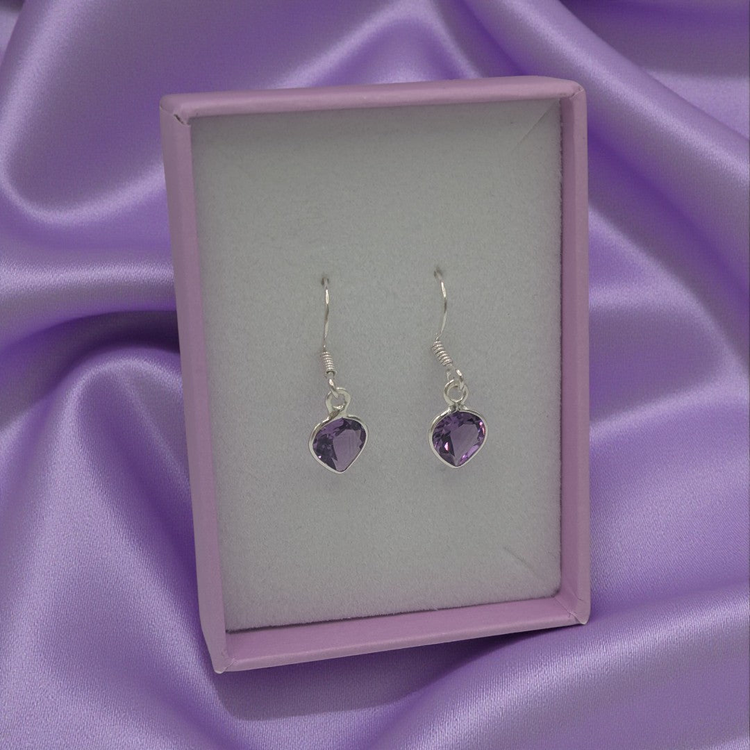 Sterling Silver Amethyst Teardrop Earrings 1"