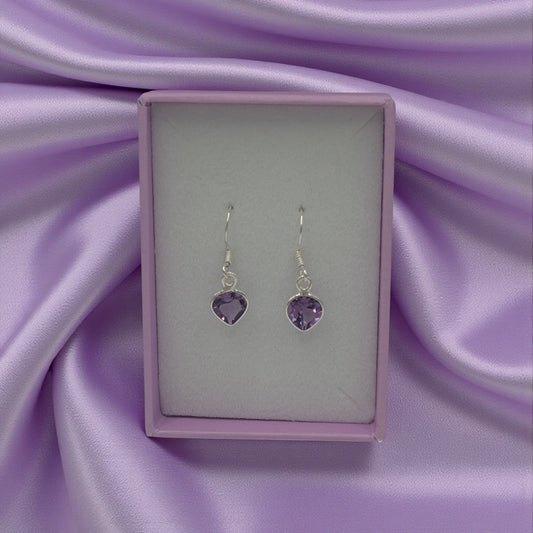 Sterling Silver Amethyst Teardrop Earrings 1"
