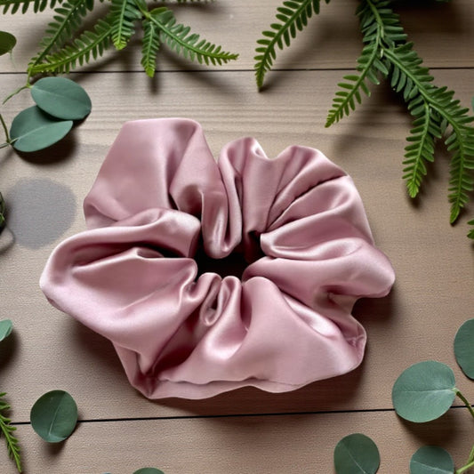 Dusky Pink Satin Scrunchie