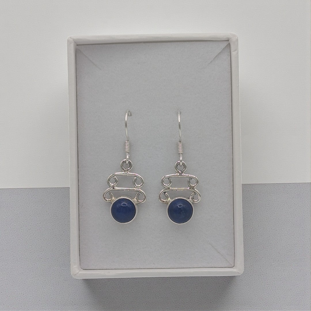 Sterling Silver Lapis Lazuli Ornate Drop Earrings 1.3"