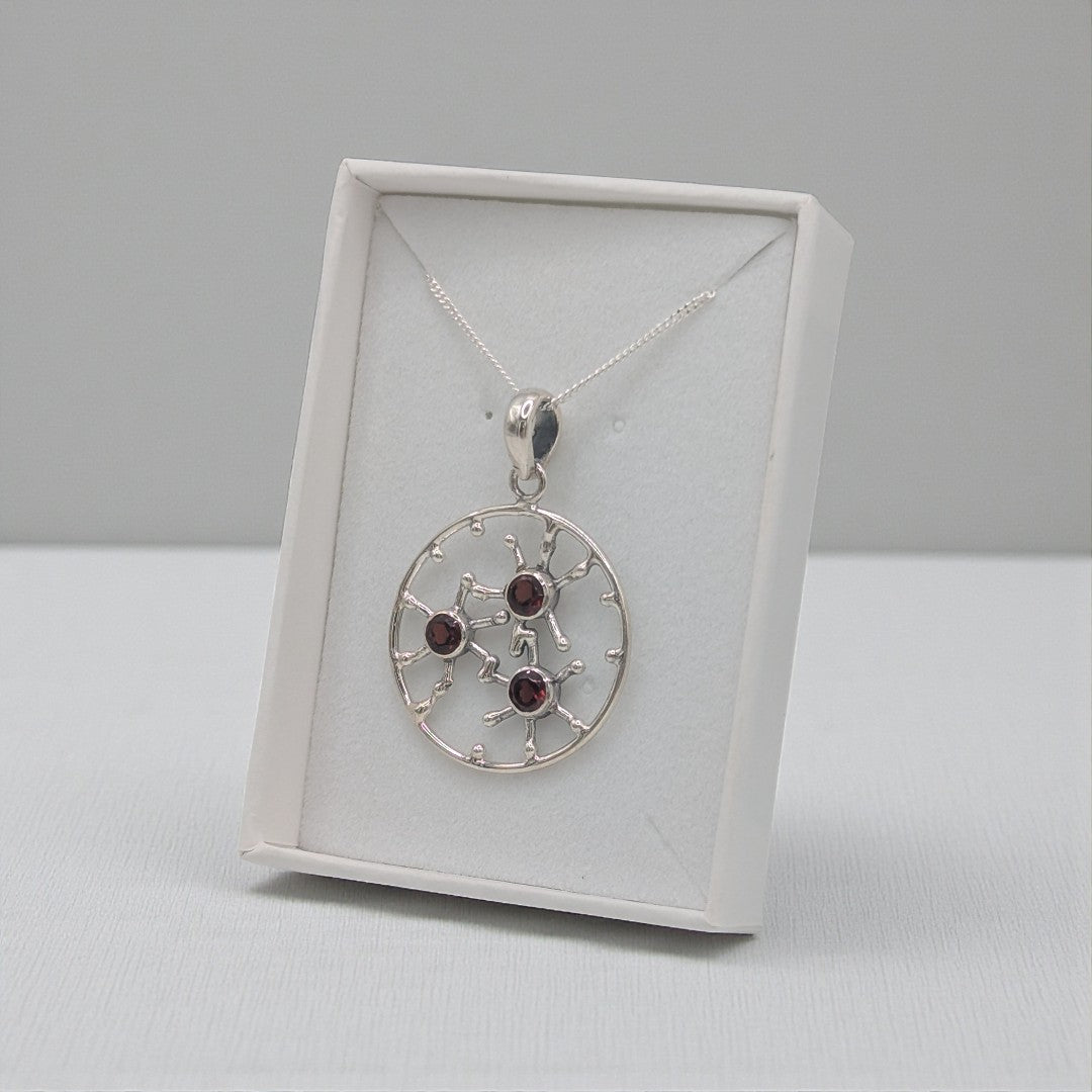 Sterling Silver Emira Garnet Sunburst Necklace