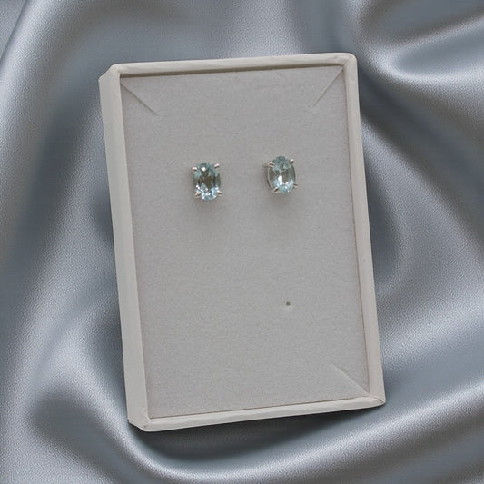 Sterling Silver Emira Simply Blue Topaz Stud Earrings 0.3"