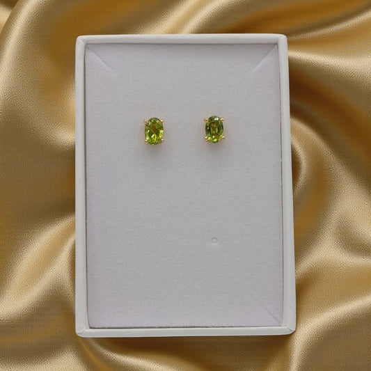 Sterling Silver Emira Gold Plated Peridot Stud Earrings 0.2"